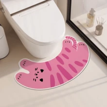 1pc Toilet Seat Cover, Anti-Splash Quick Dry, Easy Clean Carpet, Diatomite Material, Cartoon Design Bath Mat, Anti-Slip Quick Dry - Pink - View 8