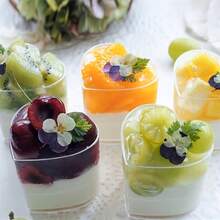 50/30/25/10pcs Heart-Shaped Transparent Cups With Hollow Heart Design - Reusable, Leak-Proof, Shatterproof Dessert Cups, Suitable For Weddings, Valentine's Day, Parties, Etc. - Elegant Tiered Serving Tray For Parfaits, Yogurt, Ice Cream, Fruits - Durable PS Material, Hand Wash Only, Ideal For Home, Travel And Outdoor Activities - Transparent - View 6