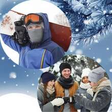 Hat + Gloves 2-In-1 Winter Face Mask Knitted Hat Warm Balaclava Windproof Full Face Ski Hat Tactical Cycling Ear Muffs Hat - Multicolor - View 5