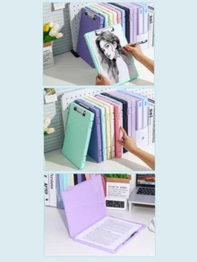 1个高品质A4塑料文件收纳盒，带安全密封盖 - 多功能文件整理箱，适用于办公室、家庭和学校，耐用长方形设计，浅色系列（薄荷绿/薰衣草紫/粉色/黄色/蓝色）| 现代夹板风格