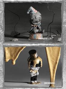 POP MART HIRONO Reconstruction Series Blind Box – 9 Regular + 1 Hidden Design Collectible Figures, Vintage Dark Industrial Style with Concrete Texture & Cracked Surface Details, Heart-Shaped Broken Motif and Dual-Color Jester, Softn, for Hat, Soft8.6 Display, Art Toy Collection and Anime Exhibitions, Perfect Gift Choice for Birthdays, Christmas, Valentine’s Day and Special Occasions for HIRONO Fans, Blind Box Collectors and Dark Aesthetic Lovers - 彩色 - 查看 5