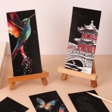 Animal Series Scratch Art Cards With Tools, Vibrant DIY Art, Suitable For Creative Home Decor, Perfect Gift For Craft Enthusiasts, Includes Fish And Butterfly Designs