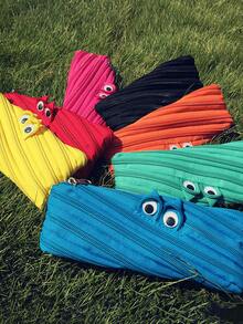 2个/1个卡通铅笔盒，大眼怪兽笔袋，大容量文具收纳盒，可爱收纳袋，学生返校用品，便携式收纳袋，可收纳眼镜、文具、口红、化妆品、耳机、数据线等，创意卡通收纳袋，送给同学、朋友、孩子的礼物，带拉链的创意铅笔盒