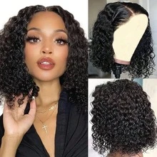 200% Density Curly Lace Front Wig 13x4 13x6 HD Lace Frontal Wigs Human Blended Wig - 5x5 Curly Wig Glueless Jerry Curly Deep Wave Brazilian Virgin Hair Lace Front Wigs Curly Water Wave Lace Front Wig For Women - Natural & Black - View 4