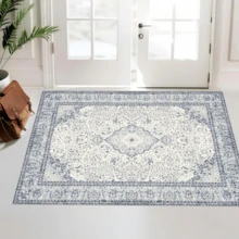 Gdieo Vintage Machine-Washable Non-Slip Runner Rug - Low Pile Lightweight Area Carpet For Indoor Hallway, Entryway, Kitchen, Living Room & Corridor Mat Home Decoration Rug, Blue And White Porcelain Style, Thanksgiving Christmas Gift,BLUE - 淺藍色 - 查看 13