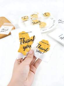 100个透明自封塑料礼品袋，印有“谢谢”字样，优雅手写风格，可重复密封，适用于派对、配饰包装以及赠送烘焙食品、饼干、巧克力等。 - 彩色 - 查看 3