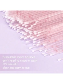 100pcs/Pack Micro Eyelash Brushes - Black Micro Mascara Wands - Disposable Micro Brushes - Micro Eyelash Lift Brushes - Ultra Fine Fiber Lash Brushes, Suitable For Eyelashes, Eyebrows, Eyeshadow, Can Be Used As Spiral Brushes.,Giveaways - Pink - View 4