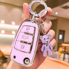 Bling Rhinestone Bear Keychain Suitable For Audi Car Key Fob, Fashion Beaded Key Chain For TT, A6, C6, A4, A5, A7, A3, 8P, A1, Q3, RS3, RS6, A3 8V, Q2, Q7, S3, S7, S8 Car Key Shell - A - View 9