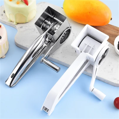 1pc Stainless Steel Cheese Grater - Manual Rotary Cheese Grater, Multipurpose Kitchen Tool For Home And Restaurant Use