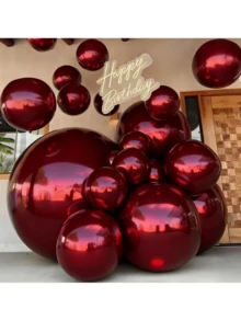4 piezas (10 Pulgadas + 15 Pulgadas + 22 Pulgadas + 32 Pulgadas) Globos de Foil Burdeos - No se necesita helio, reutilizables, base resistente, superficie reflectante, adecuados para el Día de San Valentín, boda, cumpleaños, Día de la Madre, fiesta de jardín y decoración de diversos eventos. Decoración de fiesta de cumpleaños, globos de cumpleaños, decoración de eventos, estructura duradera, globos fáciles de instalar, decoración de fiestas, decoración navideña, planificación de celebraciones. - Multicolor - Ver 7