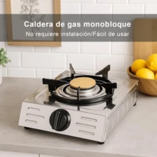Cocina de gas de un solo quemador, cuerpo de acero inoxidable resistente a altas temperaturas y al óxido. Mando giratorio para un control preciso de la temperatura, lo que garantiza un calentamiento uniforme y una cocción antiadherente. Adecuada para cocinas domésticas y acampadas al aire libre. La combustión eficiente ahorra gas y energía. La base antideslizante proporciona estabilidad. Diseño duradero y fácil de limpiar. - Plateado - Ver 7