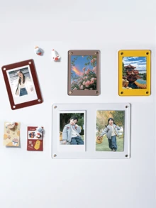 1pc DIY Magnetic Photo Display Board & Fridge Frame. Acrylic Material, Multi-Color & Size, Used To Attach & Photos, As Creative Home Decor, Can Adhere To Fridge & Metal Surfaces - White - View 5