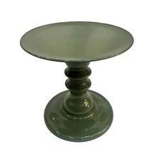 Mosaic Plate With Turned Base, 19.5 X 22 Cm, Decorative, ABS Plastic - Army Green - View 4