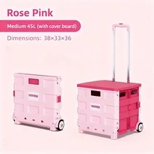 Carrinho de Compras Dobrável com Rodas - Carrinho de compras portátil e dobrável com estrutura de plástico leve e bolsa de tecido resistente para supermercados, mercados, praia, viagens e tarefas diárias; alça ergonômica, dobra compacta, fácil de rolar, carrinho multiuso versátil para compras convenientes e transporte em movimento, design leve e resistente, companheiro de viagem para todas as estações.