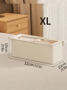 One Beige Storage Basket With A Transparent Window. Stackable, Durable Material, Multi-Functional Storage Box Suitable For Clothing Organization And Wardrobe Storage. Foldable Design For Easy Storage. Can Be Used For Clothing Sorting Or As A General Storage Box. - Multicolor - View 16