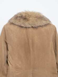Seelio Autumn/Winter New European & American Fashion Minimalist Suede Leather & Faux Fur Effect Blazer - Light Brown - View 8