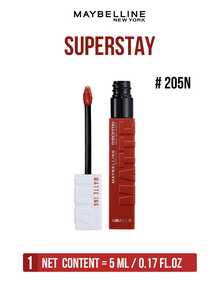 Maybelline 美寶詩 Super Stay 霧面液態唇膏 #205N 5ml，超高顯色度，持久顯色，濃郁霧面妝效，易於唇部輪廓勾勒，淡雅香草香調，易於塗抹，適合所有膚質 - 美寶蓮巨持色 霧面液體唇膏 205N - 查看 12