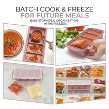 Silicone Freezer Trays With Lid, 1 Cup Silicone Freezer Food Molds, Food Storage Containers With Lids For Soup, Sauce, Broth & Leftovers, Large Ice Cube Tray With Easy Release Design, Meal Prep Containers For Portion Control, Oven & Dishwasher Friendly, 2-Pack - 藕粉色 - 查看 4