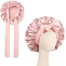 1pc Luxury Satin Sleep Cap With Adjustable Bow Tie - Lightweight Hair Care Cap For Curly/Braided/Natural Hair, Available In Multiple Colors, Essential For Nighttime Hair Care, Soft And Close Fit For Hair, Premium Bathroom Accessories, Barber Salon Hair Products And Accessories, Beauty Travel Essentials - Multicolor - View 3