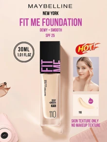Maybelline FIT ME FOUNDATION DEWY + SMOOTH SPF 25 #110 Yellow Fair, Available with 5/30ml, 24H Long-Lasting Hydration,10S Quick Application, 3-IN-1 Solution, No Makeup Feel, Long-Term Nourishing, 3-Stepinal - 美寶蓮FITME粉底液 水潤版110 - 查看 1