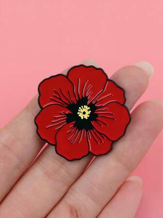 1枚红色雏菊玻璃胸针 - 鲜艳的红色，卡通设计，采用耐用的锌合金/树脂制成。非常适合装饰背包、公文包、服装配饰，也是时尚礼品、雏菊胸针的理想之选，还可用作节日礼物、情人节礼物等。