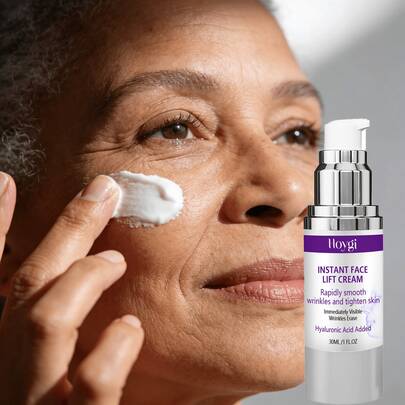 Crema reafirmante y lifting facial, líneas finas, surcos nasolabiales, efecto antiarrugas, colágeno, hidratación duradera, humectación, opacidad, tono de piel, elasticidad de la piel del rostro.