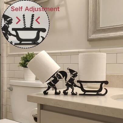 Porte-rouleau de papier toilette avec de mignons petits lutins travailleurs - Décoration et rangement adorables pour la salle de bain, rangement amusant pour les rouleaux de papier, décoration de maison créative, parfait pour garder la salle de bain élégante et rangée, décoration et accessoires de toilette