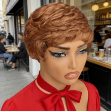 6 Inch Full Machine Made Wig Human Hair 4# 30# 99J Pixie Cut Straight Wigs Human Hair - Multicolor - View 8