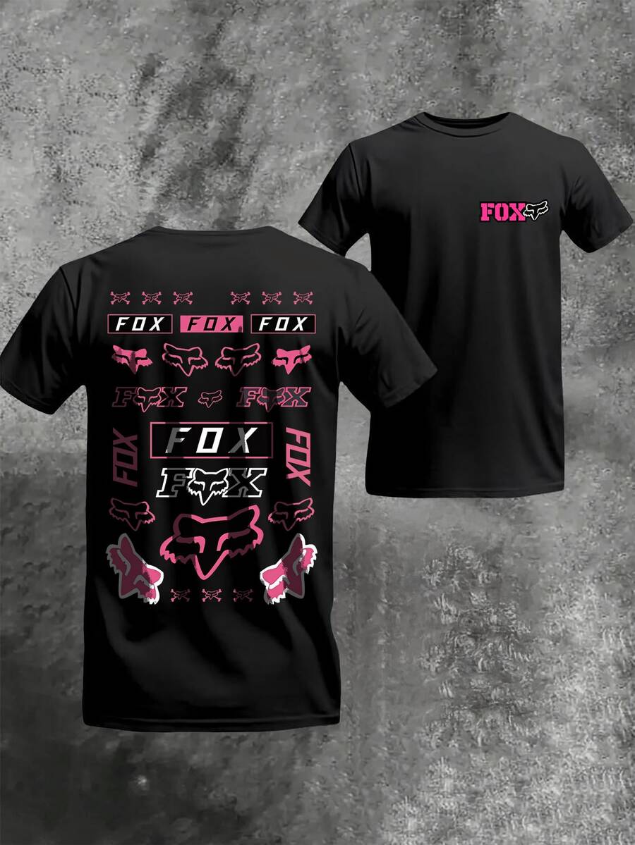 GLEC Fox, This Classic Retro Y2K Off-Road Motorcycle Off-Road Race Fox Racing Monster Energy Off-Road Vehicle Men's And Women's Clothing Is A Men's Fashionable T-Shirt, Four Season Pullover, Y2K Style, Men's Gift - 黑色 - 查看 1