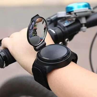Um 360 Grad drehbare konvexe Linse für Fahrradspiegel | Linse aus Acrylmaterial, Gehäuse aus ABS, mit Handgelenk- und Armband, fahrzeugspezifische Montage, runder Rückspiegel für Handgelenkmontage