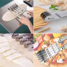 5 Wheel Dough Cutter, Spaghetti And Noodle Slicer, Pastry Cutter Set, Multiple Pasta Roller Cutter Tools, Baking Roller Adjustable Pizza Knife Slicer, Splitter With Handle - Bạc - Xem 8