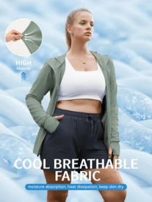 Women's UPF 50+ Lightweight Breathable Jacket, Sun Protection Outdoor Fishing Hoodie, Summer - Dark Green - View 4