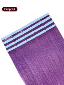 10-24 Inch Piano Color Human Hair Extensions, Silky Straight Remy Human Hair, Seamless Invisible Weft, 20pcs/Set - SPurple - View 10