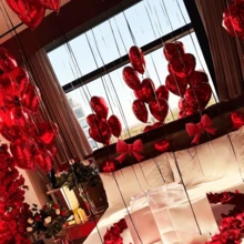 红色生日字母气球套装，包含红色生日字母“LOVE”、红色蝴蝶结、18英寸红色心形铝箔气球，适用于情人节装饰、生日派对装饰、周年纪念、求婚、婚礼装饰、主题派对装饰 - 彩色 - 查看 6