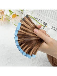 12-24英寸迷你胶带式真人发接发,直发,10片装,机器接发,Remy真人发,隐形胶带接发 - S4/27 - 查看 13