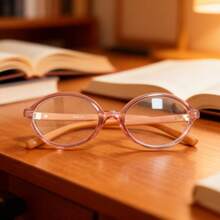 Oval Retro Vintage Blogger Eyeglass Frame - 香檳色 - 查看 2