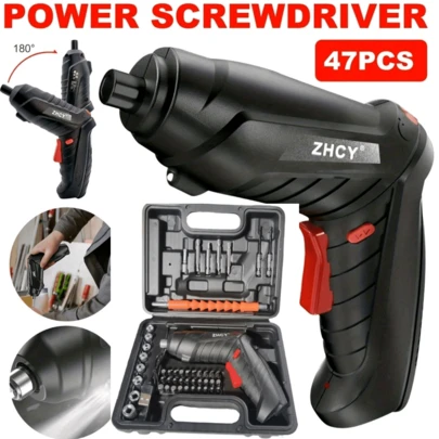 14/26/47 件套 3.6V 可充电无线电动螺丝刀套装 - 旋转工具套装，包含多功能家用电钻螺丝刀、LED 灯和便携箱 - 适用于 DIY、家居维修和木工项目