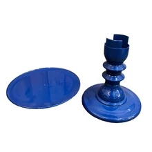 Mosaic Plate With Turned Base, 19.5 X 22 Cm, Decorative, ABS Plastic - Teal Blue - View 3