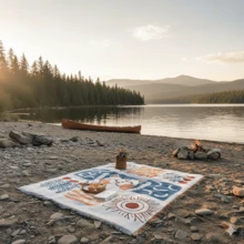 1件装户外帐篷地布，遮阳布，露营毯，桌布，斋月沙漠露营桌布毯，适合户外露营，毯子桌布沙发毯 - 彩色 - 查看 3