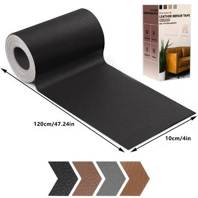 4x47.24英寸皮革修补胶带，升级版强力粘性自粘皮革补丁贴纸，带包装盒，适用于沙发、长凳、皮革套、座椅、椅子