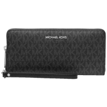 Michael Kors Jet Set Travel Large Logo Continental Wristlet,Wallet And Purse For Women,Christmas Valentine's Day Gift For Her,Woman Wristlet For Office School Party And Casual Use 35F8GTVT3B - 黑色 - 查看 6