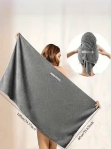 Pineapple Plaid Hair Drying Towel, Thickened Hair Wrap Towel For Women, Casual Polyester Fiber (Polyester) Solid Color Hair Turban