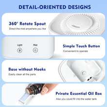 2升超声波空气加湿器，静音冷雾香薰机，360°旋转喷嘴，免提顶部加水，自动断电，适用于卧室及大空间 - 白色 - 查看 7