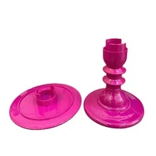 Mosaic Plate With Turned Base, 19.5 X 22 Cm, Decorative, ABS Plastic - Fucsia - View 3