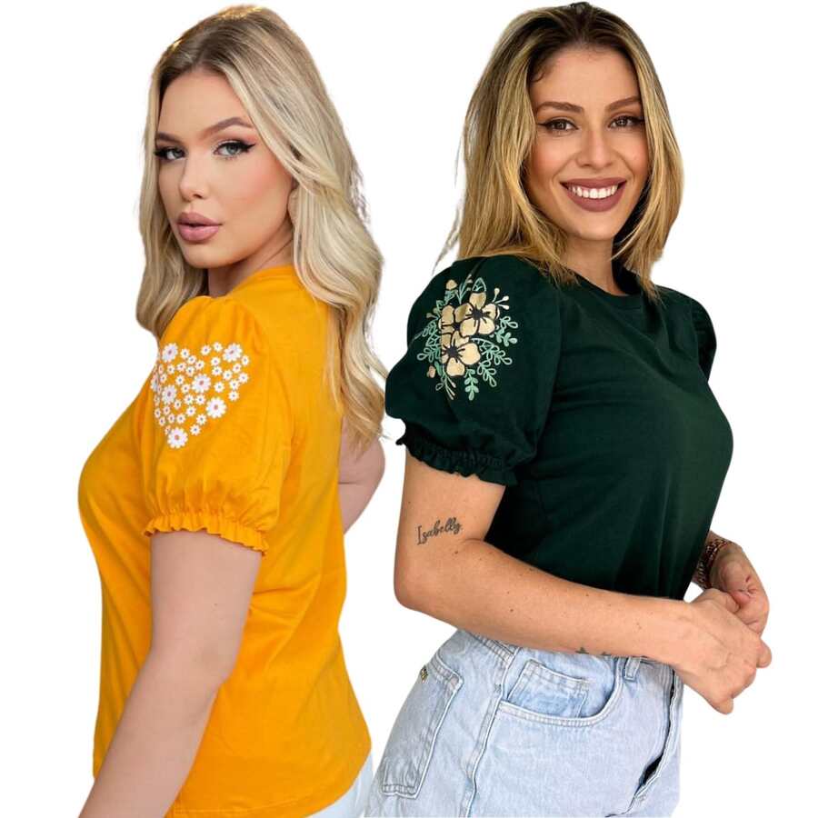 Kit 2 Blusas Femininas Conforto Premium Bufante & Princesa