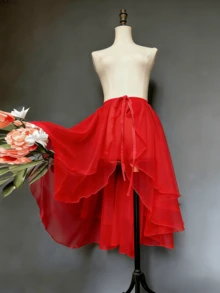 1pc Women's Asymmetric Hem Layered Tulle Skirt, Short Front Long Back Fishtail Hem, Suitable For Wedding, Party, Performance, Cosplay, Photography, Dance, Halloween, Lolita Style, Available In Black, White, Pink, Light Blue, Champagne - Multicolor - View 16