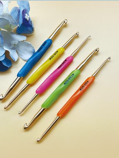 钩针套装，软橡胶手柄铝制编织针套装（颜色随机）