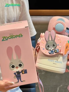 Judy Insulated Cup 600mL, Rotating Cup Sleeve, Adorable Judy Cartoon Print, SUS 316 Stainless Steel Liner, Lock Buckle, Double Leak-Proof, Pink Shoulder Strap Portable, Perfect For Daily Use, Office, Leisure, Outing, Ideal For Judy Hopps Fans, Cartoon Lovers, Young Women, Students, Office Workers, Lovely Gift For Friend/Lover - Judy - View 3