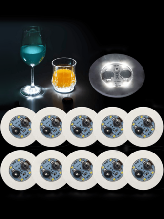 6/12/24pcs LED Bottle Lights, Drink Cup Decor Lights, Battery Powered, Party Celebration Supplies, Holiday Decoration, Bartender Decor Lights, Bottle & Cup Glow Stickers, Suitable For Bar, Cocktail, Party, Dining Table