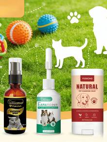 宠物眼耳皮肤护理套装 - 温和清洁眼部分泌物，预防耳螨，缓解瘙痒，修复皮肤，必备美容用品 - 彩色 - 查看 1